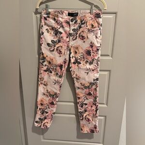 Kut from the Kloth Floral Skinny Jeans - Pink and Cream